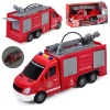 Пожарная машина JS 139-40 размер 27см, рез колеса, подв детали, брызгает водой, звук, свет, на бат