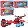 Трейлер M 7138-29 металл, 26см, машина 8,5см, вертолет 14см, инерционный, 4 вида, в коробке