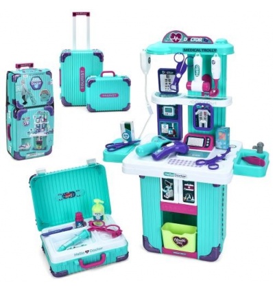 Набор врача 008-605A 3в1, стол, 48-24-в65см, медицинские инструменты, звук, свет, чемодан