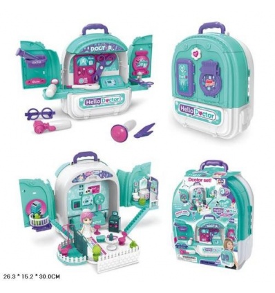 Набор врача 008-995A 3в1, 50,6-35,4-в30см, медицинские инструменты, фигурка - 9см, в чемодане