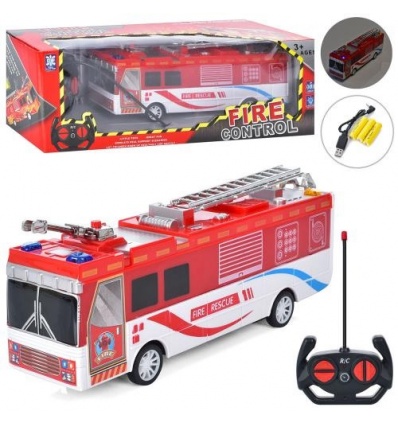 Пожарная машина 2968-D р/у, аккумулятор, USB-зарядное, 28 см, звук, свет, в коробке