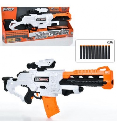 Автомат BIG 516-516 розмір 72,5см, м'які кулі 36шт, прицел, на батарейках, в коробці