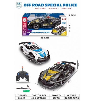 Машина 888-28 Полиция, р/у, аккумулятор, USB-зарядка, в коробке