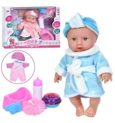Пупс A 212-S рост 23 см, наряд, бутылочка, горшок, аксессуары, 2 вида, в коробке