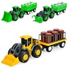 Бульдозер 669-73-74 инерционный, 41см, животные, бочки, 3 вида (2 цвета), в кульку