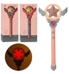 Волшебная палочка 586-M3-4 размер 32 см, микс цветов, музыка, свет, на батарейках, в коробке