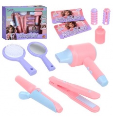 Набор аксессуаров F 2360 набор парикмахера, фен, плойка 2шт, расческа, зеркало, бигуди