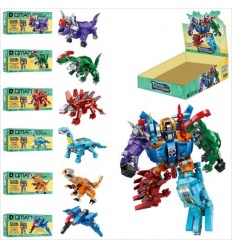 Конструктор Qman 1414 трансформер (робот + дино), от 84 дет, 6шт (микс видов), в дисплее