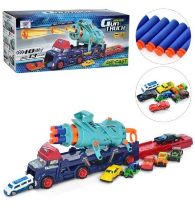 Трейлер K 179 A 10 (12шт) трейлер 30см, машинки 8шт (7см), стріляє м'якими кулями 10шт, в кор-ці