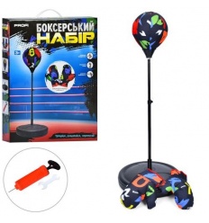 Боксерский набор MR 1252 груша (д18см), на стойке (109см) металл, 2 перчатки 21см, насос, в коробке