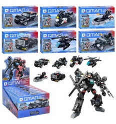 Конструктор Qman 41107 полиция, транспорт, от 108 дет, в коробке, 6в1 (робот), 6шт (6видов) в