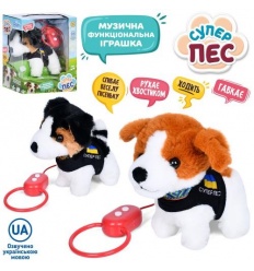 Собака M 5834 I UA д/к - поводок, 18 см, музыка (укр)-песня, звук, ходит, движения хвостом