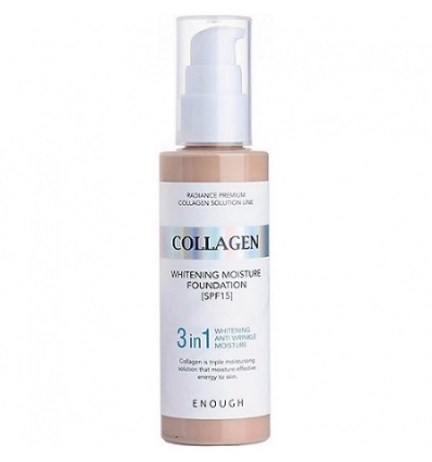 Тональный крем осветляющий Collagen 3 in 1 Whitening Moisture Foundation SPF15+ 23 100ml "ENOUGH"