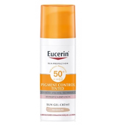 Солнцезащитный тонированный гель-крем Eucerin Sun Pigment Control Tinted Medium SPF 50+