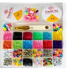 Бисер 2019-24 набор бисера и бусин № 24, детский, леска, ножницы, микс цветов, в футляре