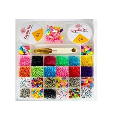Бисер 2019-24 набор бисера и бусин № 24, детский, леска, ножницы, микс цветов, в футляре