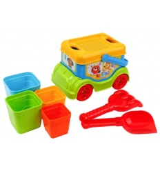 Машина 3373 Песочный набор ТехноК, машинка, паски 4шт, лопатка, грабли, сито