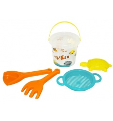 Набор для песка 39908 "Подводный мир", "Тигрес", ведерко 1 л, лопатка, грабли, сито, куличи 1 шт,
