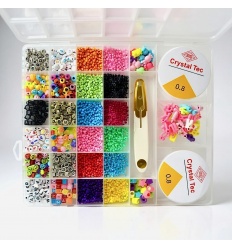 Бисер 2019-24 набор бисера и бусин № 24, детский, леска, ножницы, микс цветов, в футляре