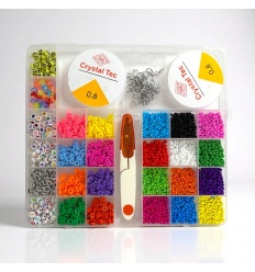 Бисер 2019-27 набор бисера и бусин № 27, детский, леска, ножницы, микс цветов, в футляре