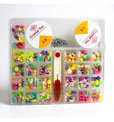 Бисер 2019-23 набор бисера и бусин №23 детский, леска, ножницы, микс цветов, в футляре