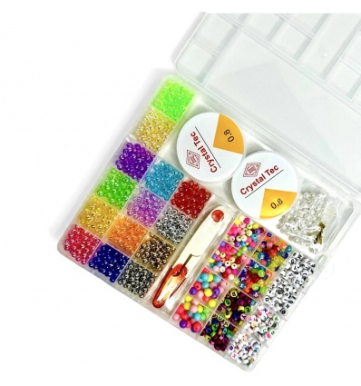 Бисер 2019-22 набор бисера и бусин № 22, детский, леска, микс цветов, в футляре