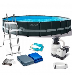 Басейн каркасний 26334 (1шт/ящ) INTEX, 610-122 см, 30079 л, фільтр-насос, драбина, підстилка, тент, в коробці
