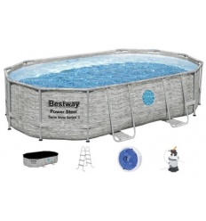 Бассейн каркасный 56946 (1шт/ящ) BESTWAY, овальный, 488-305-107см, 10949л, фильтр-насос, стремянка
