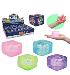 Антистресс 2520 (1уп/12шт) мягкий кубик, Yabba Dabba Glowing Cube, светящийся, в дисплее, в коробке