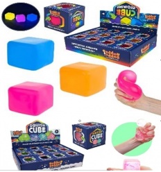 Антистресс 2555 (1уп/12шт) мягкий кубик, Yabba Dabba Glowing Cube, светящийся, в дисплее, в коробке